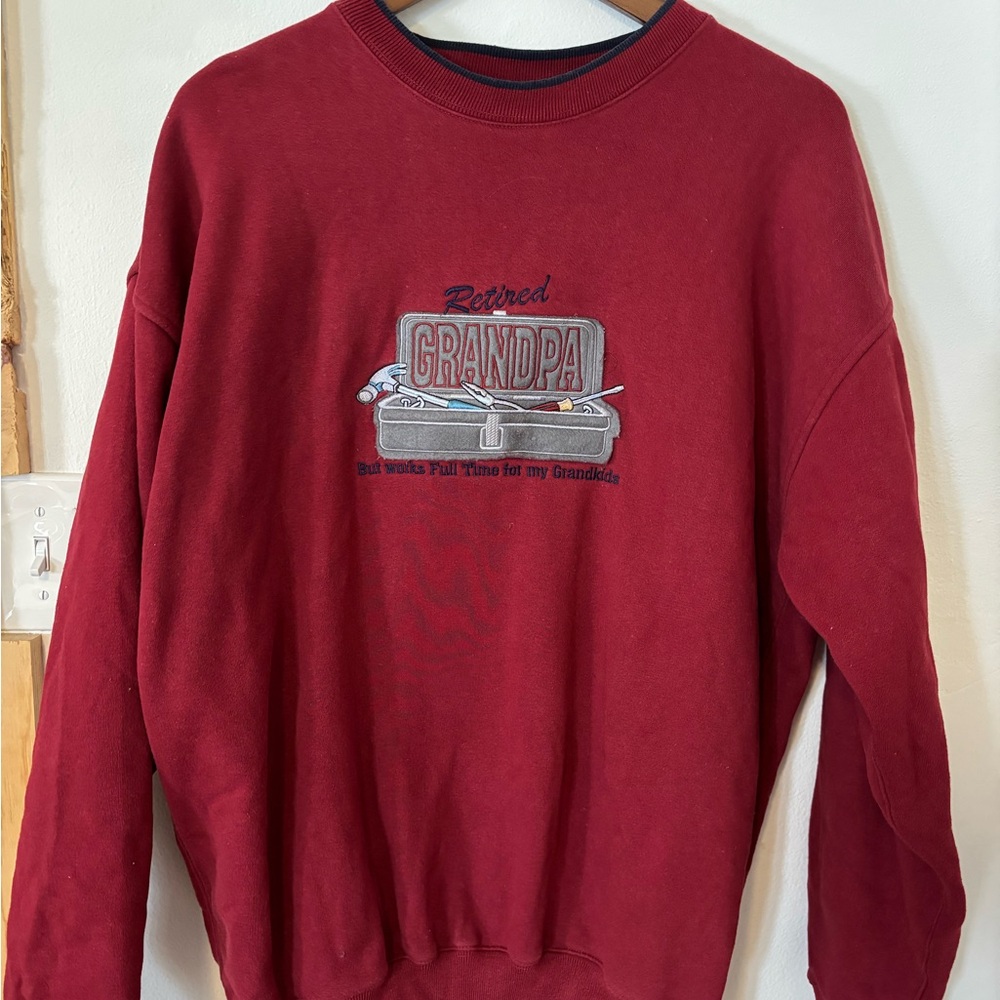 Men's Red crewneck “retired grandpa”